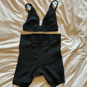 SKIMS Ribbed Boy Shorts and Triangle Bralette Set